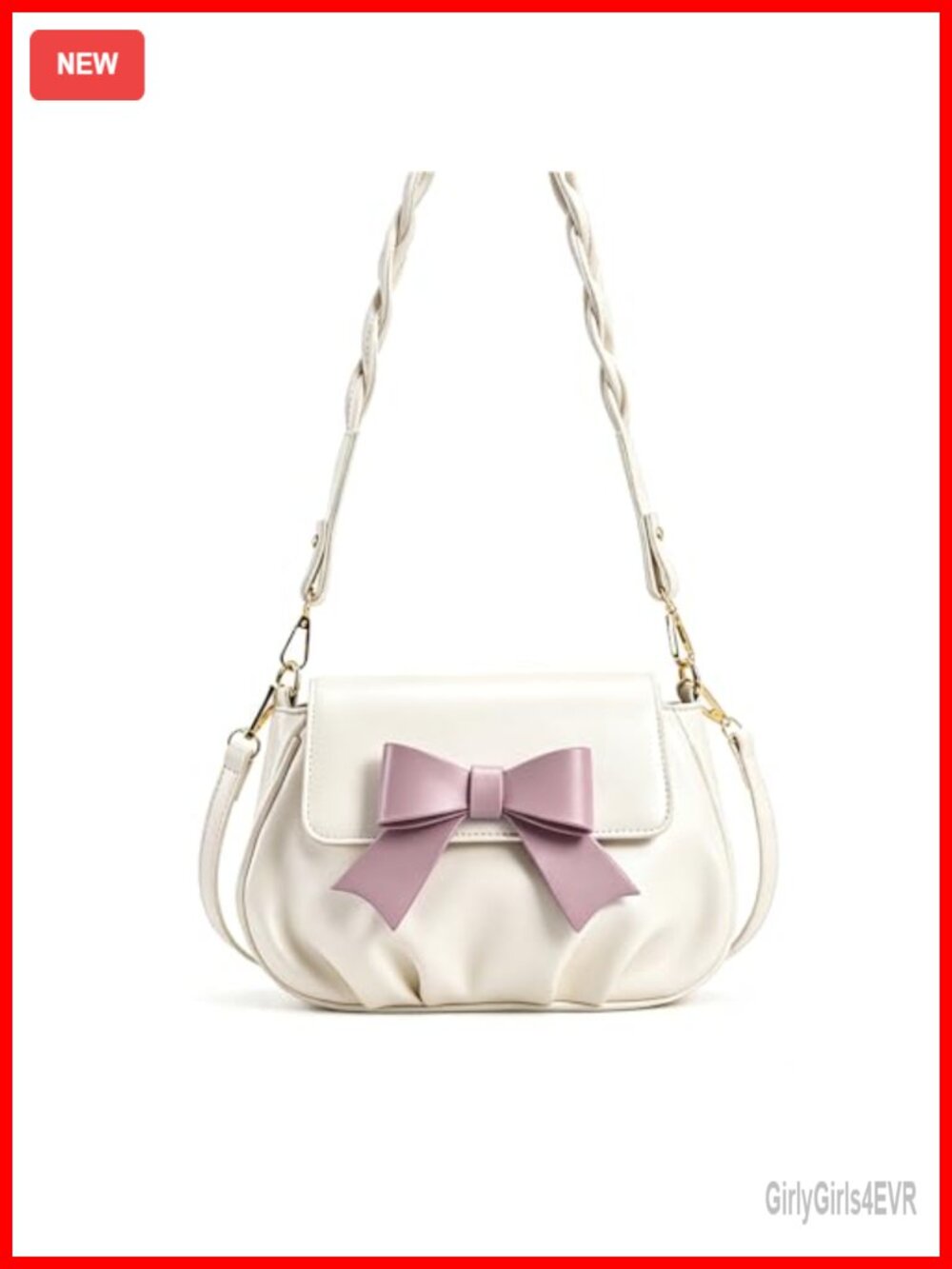 Cute Bow Saddle Purse PU Leather Ruched Shoulder Underarm Bag Small Y2K Handbag